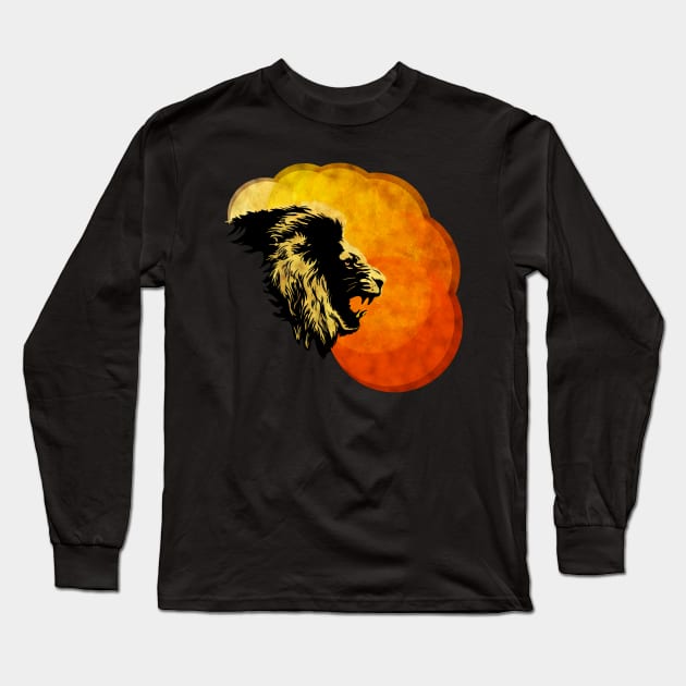 NIGHT PREDATOR: lion silhouette illustration Long Sleeve T-Shirt by SFDesignstudio